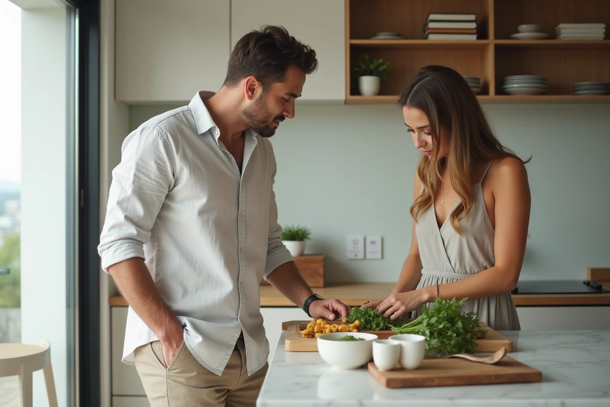 Johann Zarco et sa compagne dans leur cuisine partagée, moment de vie intime et authentique à la maison